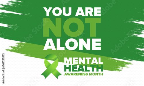 Mental Health Awareness Month in May. Annual campaign in United States. Raising awareness of mental health. Control and protection. Prevention campaign. Medical health care design. Vector illustration