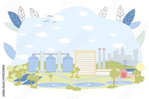 Waste Water Cleaning Facility with Round Reservoir