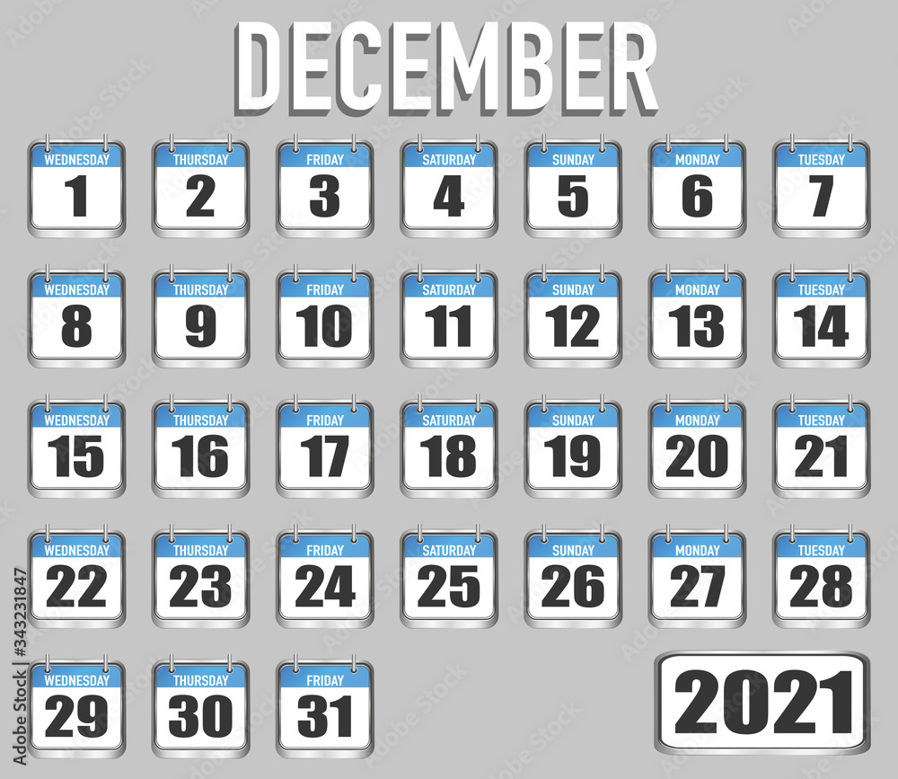 December of 2021 year. Month, day, week. Simply trendy design. Vector illustration background for web, business, reminder, planner, organiser December of 2021 year. Month, day, week. Simply trendy design. Vector illustration background for web, business, reminder, planner, organiser