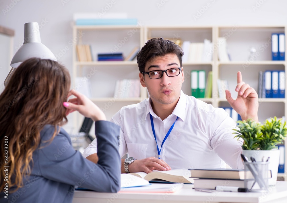 Fototapeta premium Sales assistant discussing transaction with customer