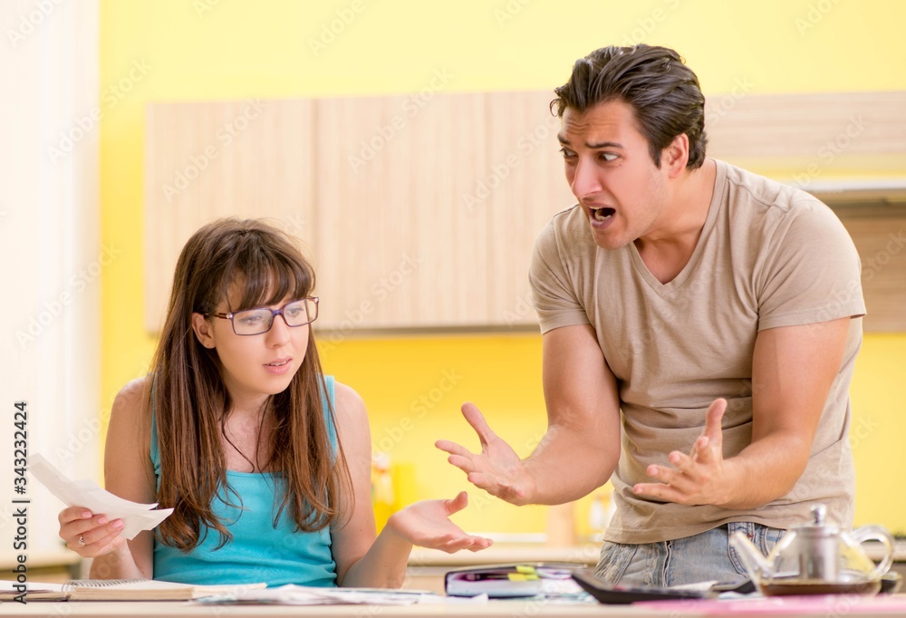 Young family struggling with personal finance Young family struggling with personal finance