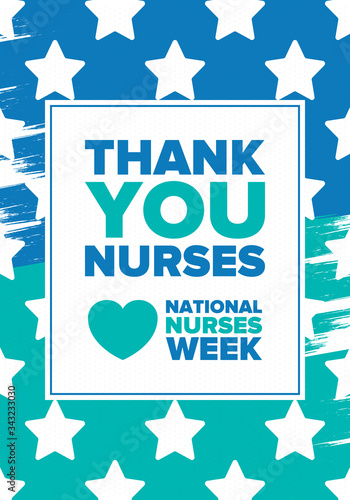 National Nurses Week. Thank you nurses. Medical and health care concept. Fighters against viruses and diseases. In honour of the doctors. Celebrated annual in United States. Vector illustration poster