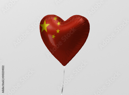 China flag in heart balloon