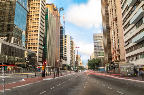 Paulista Avenue, financial center of the city and one of the main places of Sao Paulo, Brazil photo