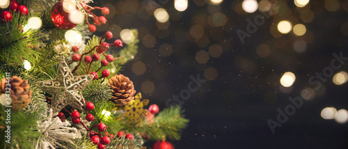2020 Merry Christmas and New Year holidays background. Blurred bokeh background