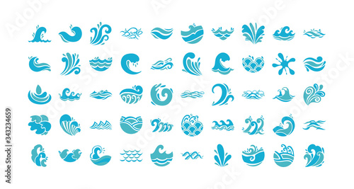 bundle of waves ocean set icons photo