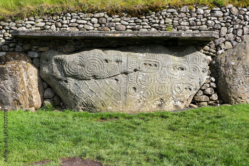 Decorated kerbstone at Newgrange, Ireland