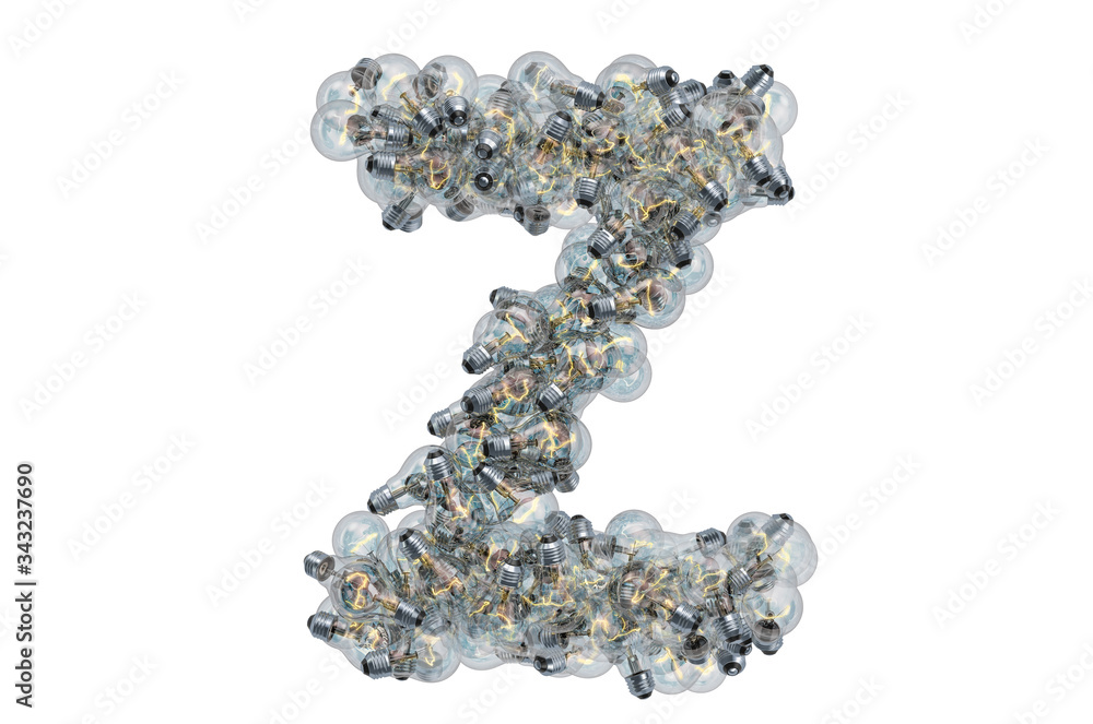 Letter Z from light bulbs, 3D rendering Letter Z from light bulbs, 3D rendering