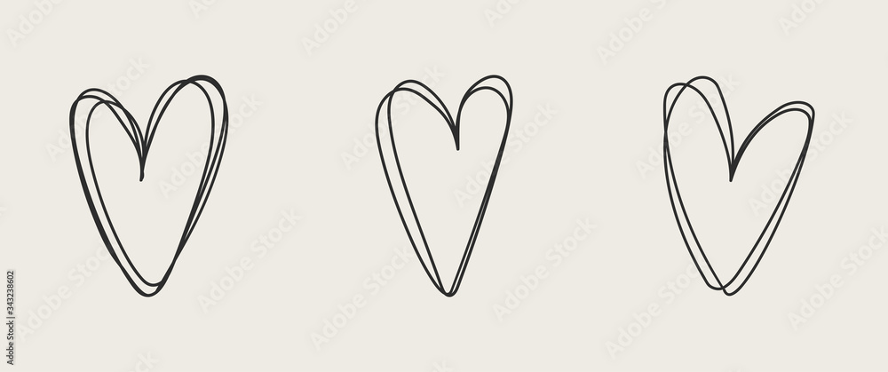 Set of unique hand drawn hearts. Painted design elements. Doodle style hearts collection. Set of unique hand drawn hearts. Painted design elements. Doodle style hearts collection.