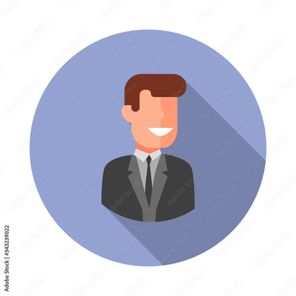 colored avatar of business man long shadow icon. Simple color vector of Avatar icons for ui and ux, website or mobile application
