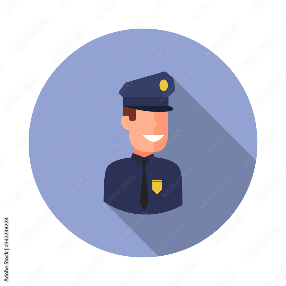 colored avatar of policeman long shadow icon. Simple color vector of Avatar icons for ui and ux, website or mobile application