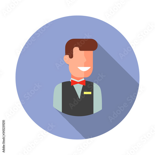 colored avatar of waiter long shadow icon. Simple color vector of Avatar icons for ui and ux, website or mobile application