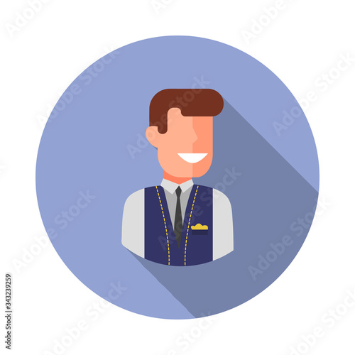 colored avatar of waiter long shadow icon. Simple color vector of Avatar icons for ui and ux, website or mobile application