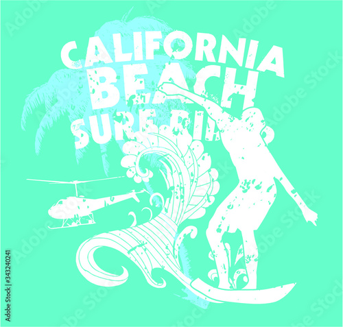 College surfer summer theme t shirt print design vector art