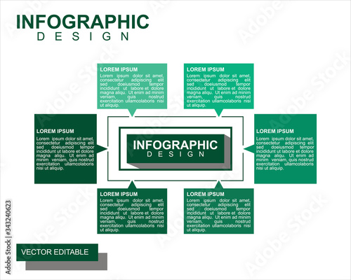 Infographic design with green rectangle circle on the white background. vector design
