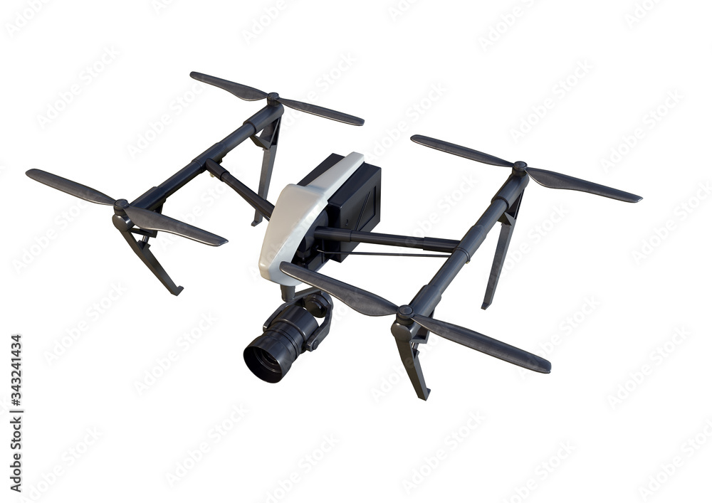 An illustration of a drone with camera made in 3d software.
An illustration of a drone with camera made in 3d software.