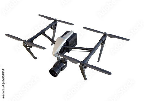 An illustration of a drone with camera made in 3d software. 