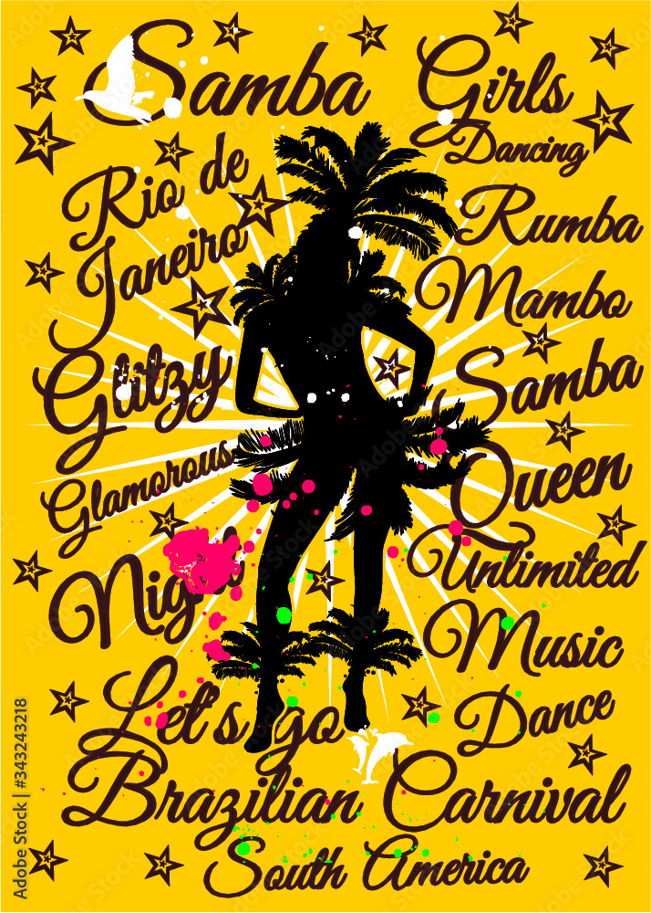 Brazil Rio Samba girls print embroidery graphic design vector art Brazil Rio Samba girls print embroidery graphic design vector art