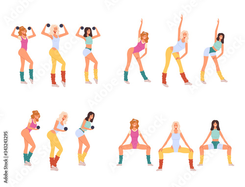 Old fashion retro style 70 80 class. Vector graphic design illustration set