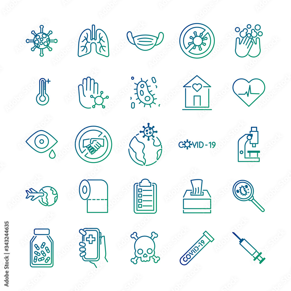 bundle of covid19 set icons bundle of covid19 set icons