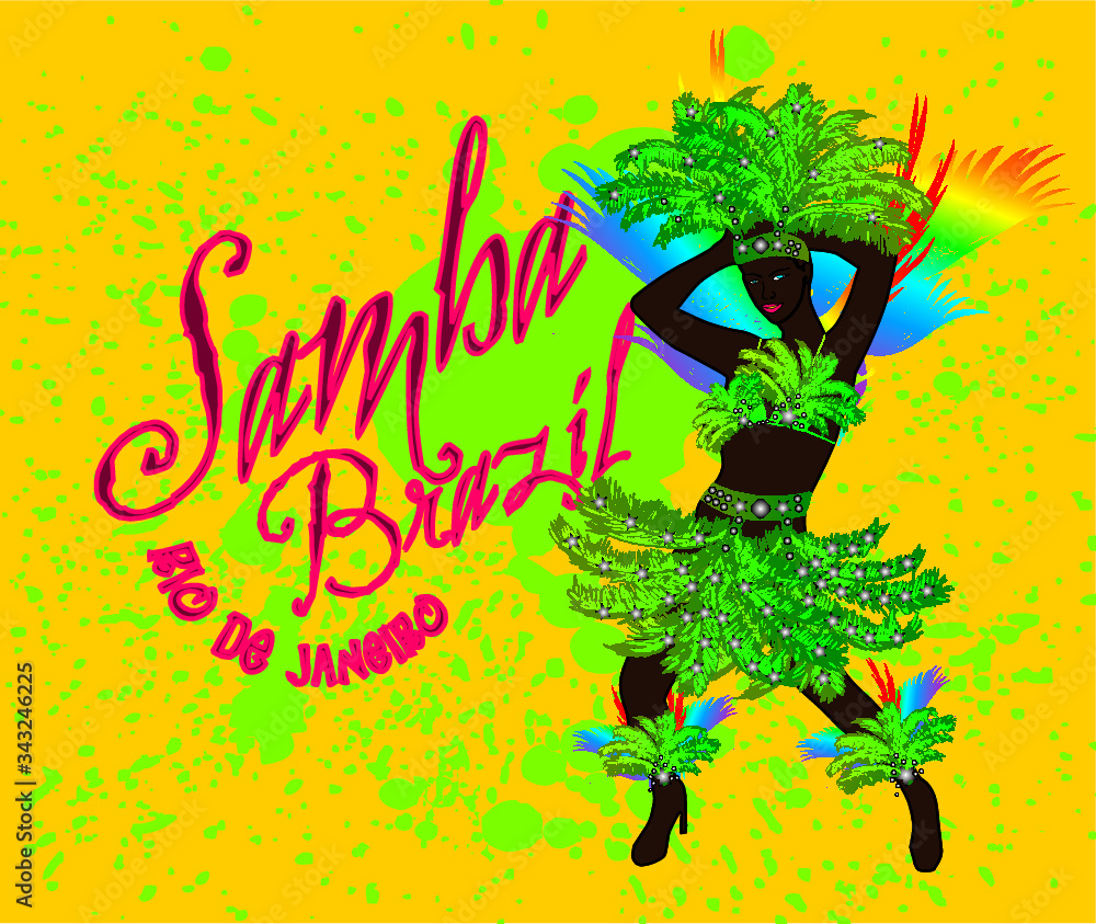 Fototapeta premium Brazil Rio Samba girls print embroidery graphic design vector art
