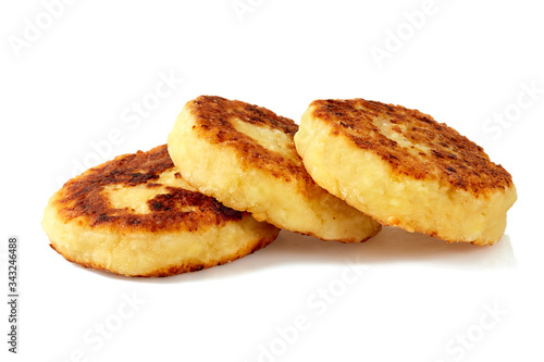 cottage cheese pancakes isolated on white