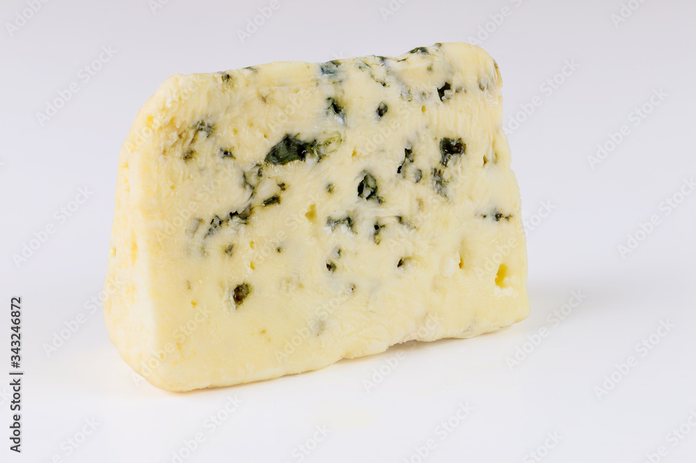 Chunk of blue stilton England cheese.