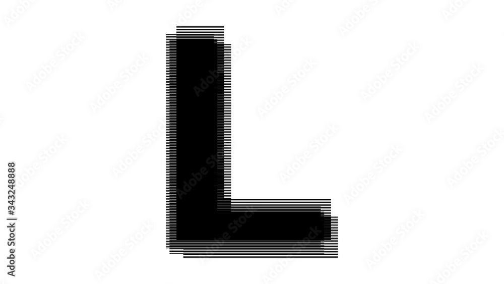 ABSTRACT ENGLISH ALPHABET MADE OF BLACK LAYERED TEXT SHAPE : L ABSTRACT ENGLISH ALPHABET MADE OF BLACK LAYERED TEXT SHAPE : L