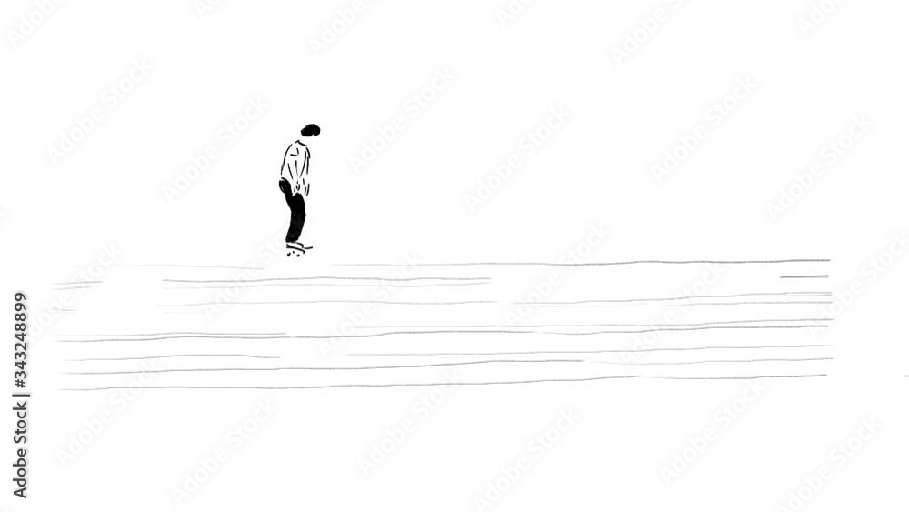 Hand drawn classic animation of jumping on a skateboard Hand drawn classic animation of jumping on a skateboard