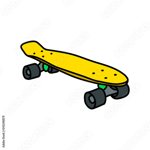 penny board doodle icon, vector illustration