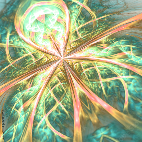 Light green fractal flower, digital artwork for creative graphic design
