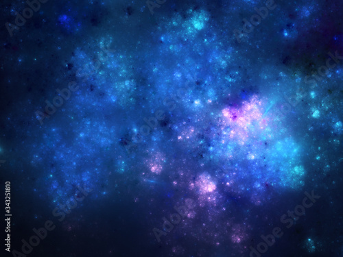 Dark blue fractal starry night, digital artwork for creative graphic design © Keila Neokow