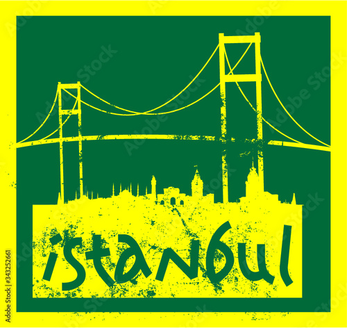 Istanbul city skyline print embroidery graphic design vector art