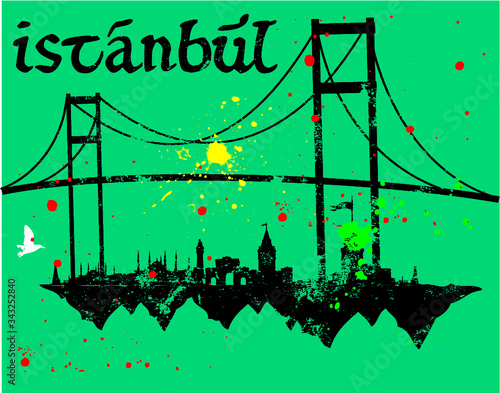Istanbul city skyline print embroidery graphic design vector art