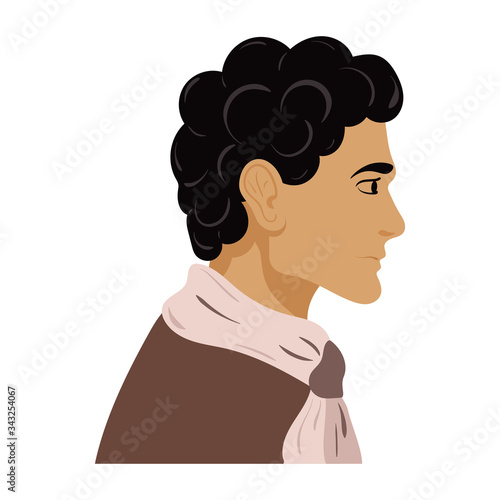 Arab man side view in profile. A man with black curly hair stands sideways and looks forward. Pleasant young man with a scarf. Vector flat cartoon illustration. Stock Vector | Adobe Stock Arab man side view in profile. A man with black curly hair stands sideways and looks forward. Pleasant young man with a scarf. Vector flat cartoon illustration. Stock Vector | Adobe Stock