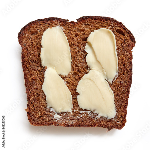 slice of rye bread with butter