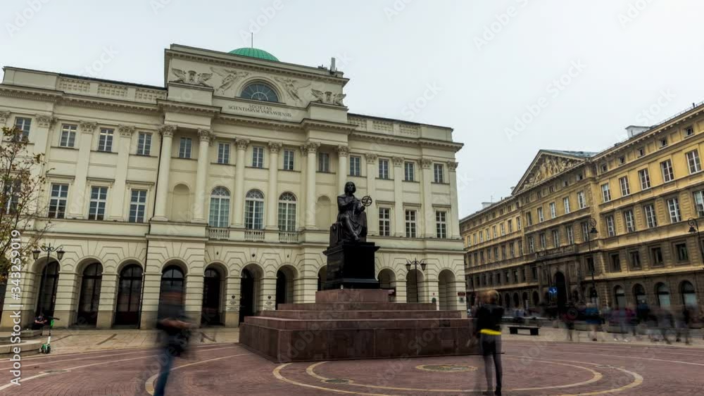 Hyperlapse of Statue Of Astronomer Nicolaus Copernicus in Warsaw, Poland, with tourists taking photos Hyperlapse of Statue Of Astronomer Nicolaus Copernicus in Warsaw, Poland, with tourists taking photos
