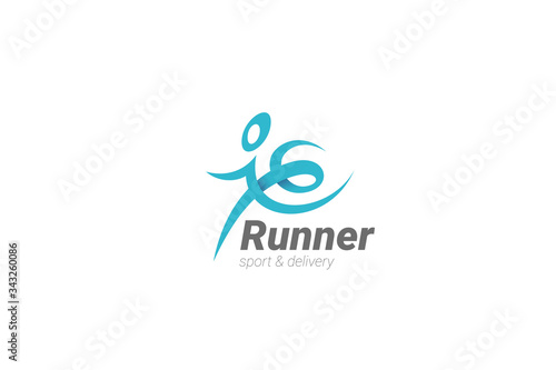 Running Man Logo design abstract character vector template. Sport Fitness Delivery Logotype concept icon.