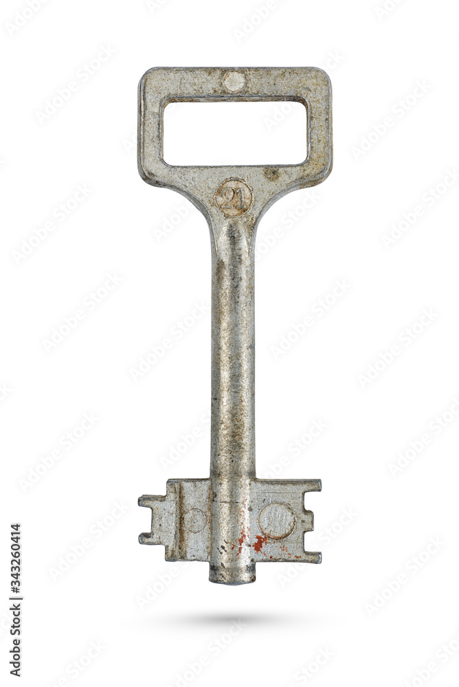 Old rusty key isolated on white background Old rusty key isolated on white background