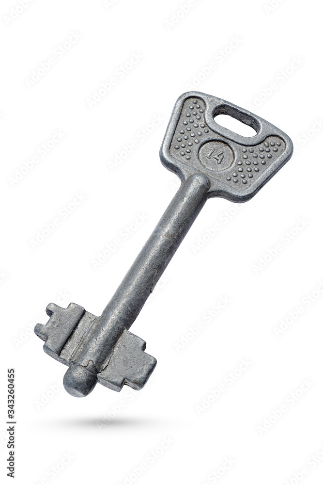 Old rusty key isolated on white background Old rusty key isolated on white background