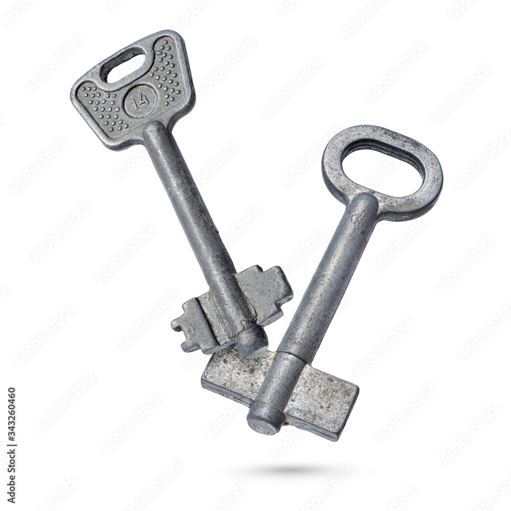 Old rusty key isolated on white background Old rusty key isolated on white background