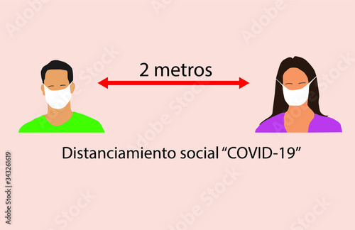 two-meter social distancing due to the covid-19 pandemic - Spanish