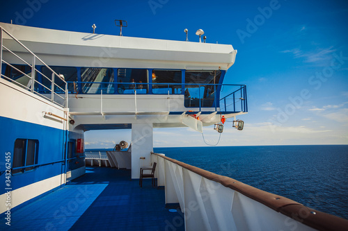 Ship bridge for navigation and control.