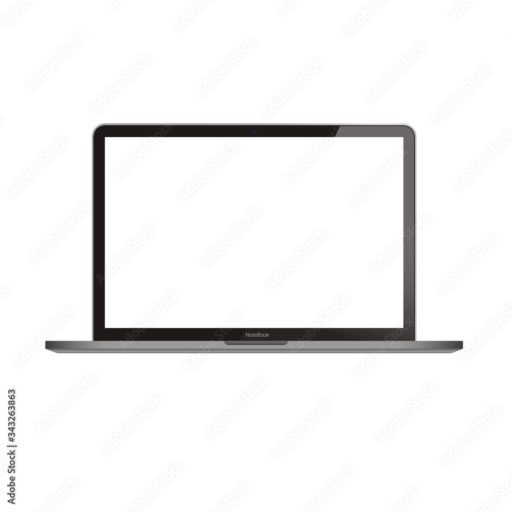 Laptop realistic computer in mockup style, isolated on white background. Vector illustration. EPS 10 Laptop realistic computer in mockup style, isolated on white background. Vector illustration. EPS 10