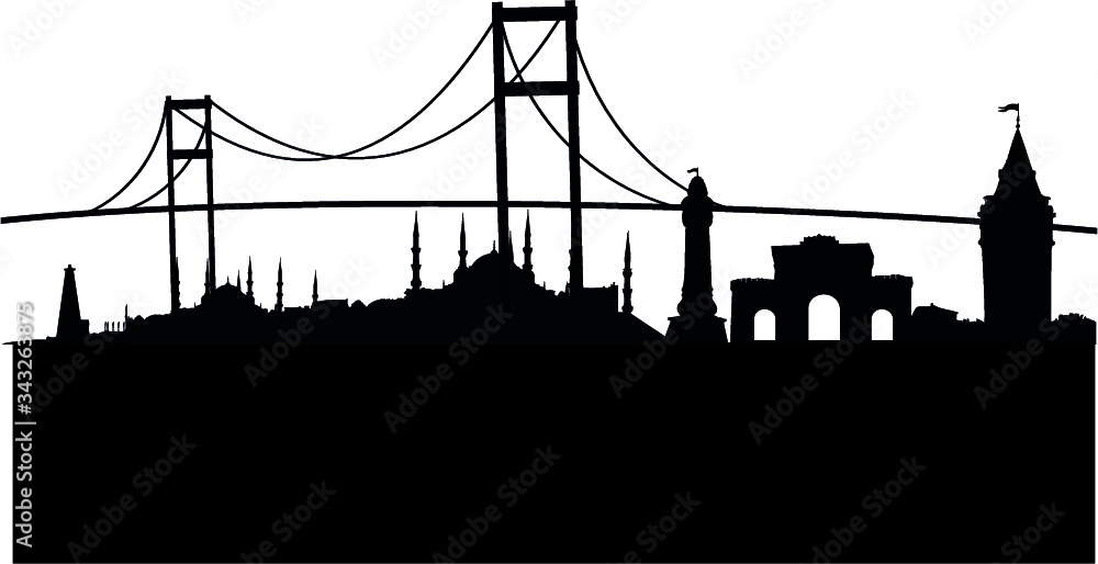 Obraz premium Istanbul city skyline graphic design vector art