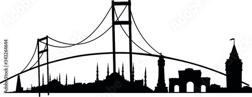 istanbul city skyline graphic design vector art