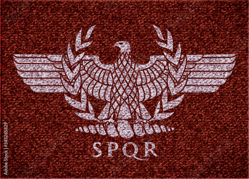 Image of roman eagle on fabric texture