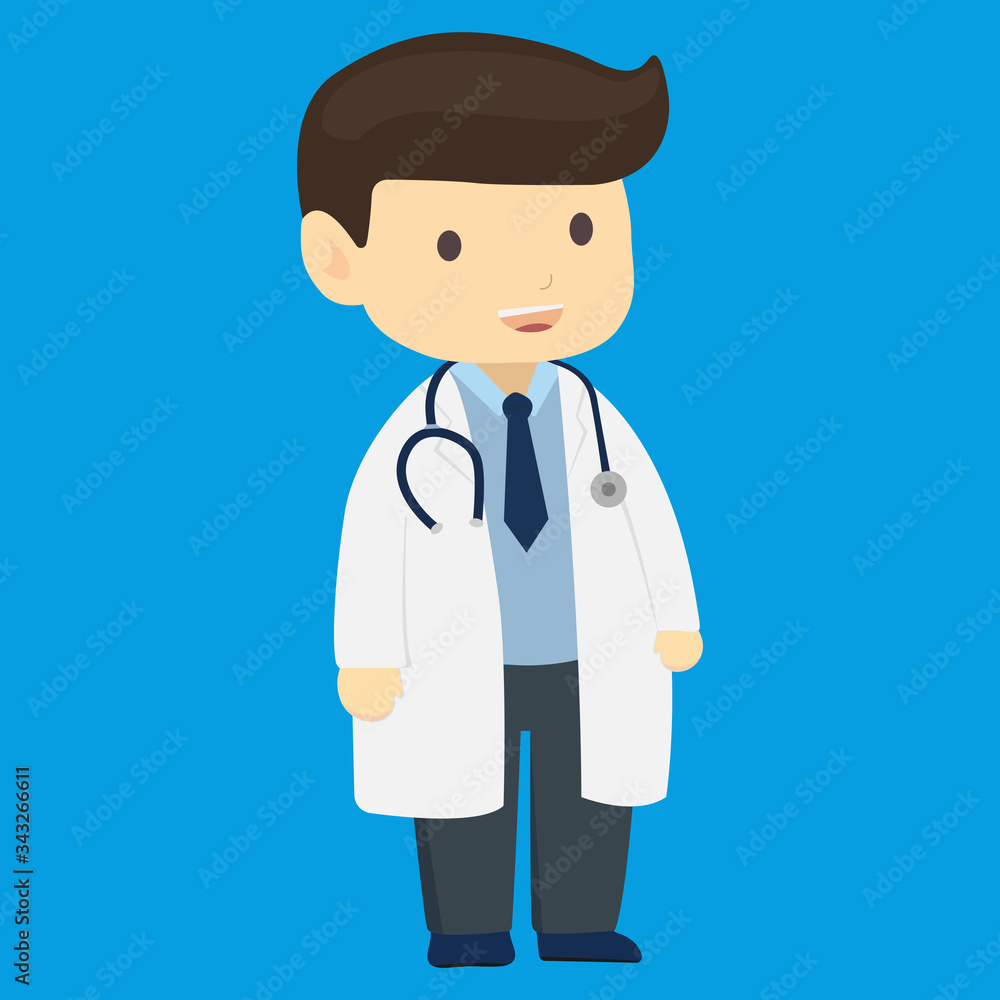The doctor of medicine is isolated on a blue background. icon Vector EPS 10