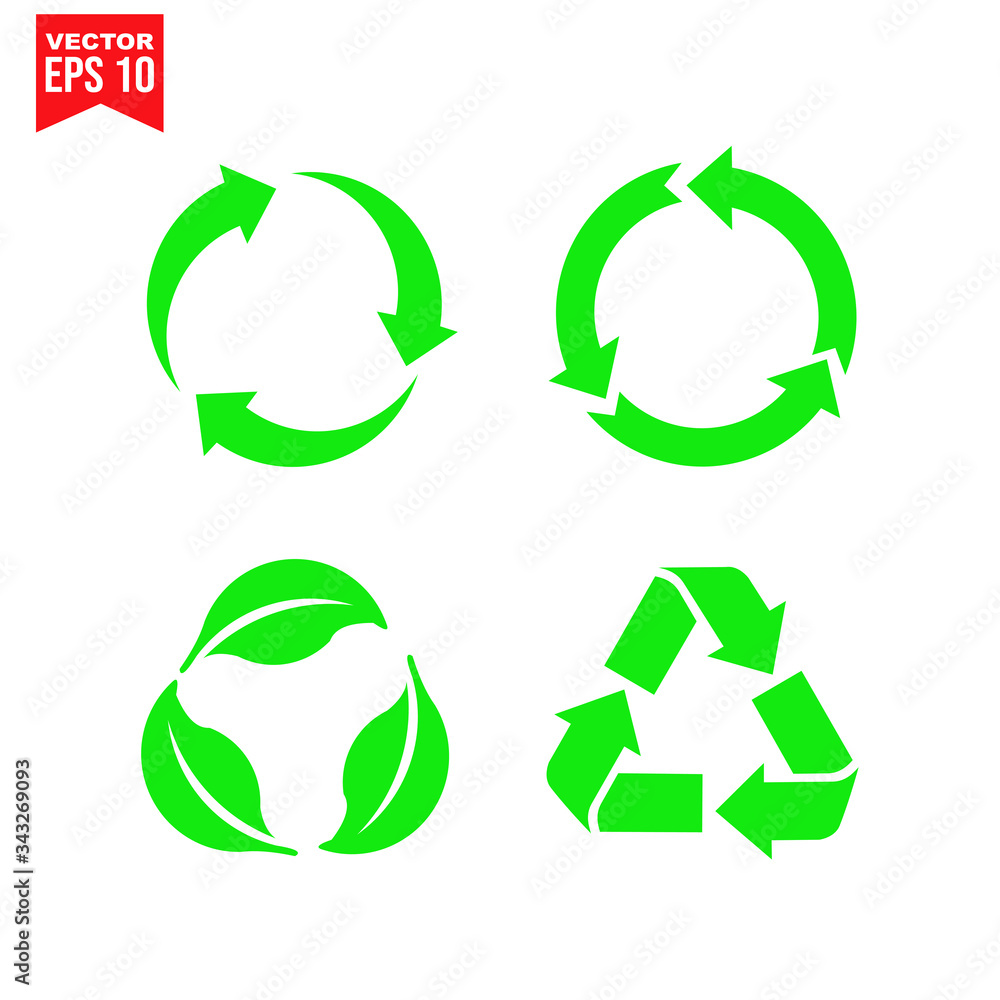 set recycle triangle arrow recycle Icon symbol Flat vector illustration for graphic and web design. set recycle triangle arrow recycle Icon symbol Flat vector illustration for graphic and web design.
