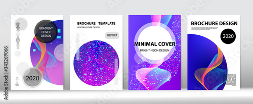 3D Fluid Shapes Modern Cover Design. Pink Purple Blue Cyber Vector Cover Template. 